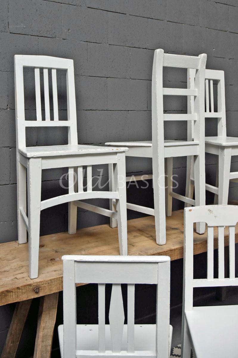 Detail van Houten stoel, wit, materiaal hout